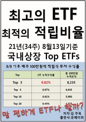 최고의 ETF, 최적의 적립비율,21년34주,8/13국내Top ETFs